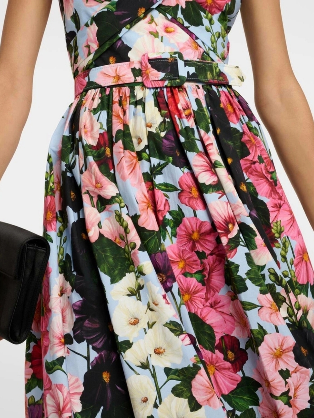 $2190 NEW OSCAR DE LA RENTA HOLLYHOCK PINK BLUE DAY DRESS US 8 M - Picture 9 of 10